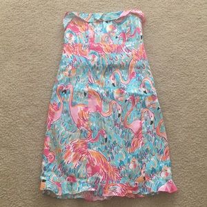Lilly Pulitzer strapless flamingo dress